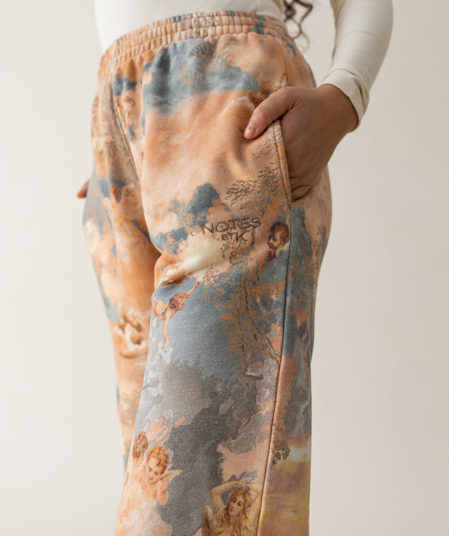 Unisex-Women-Sweatpants-Angel-Print-Stitching-Detail